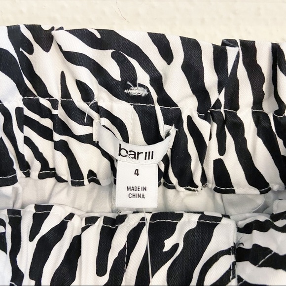 Bar III Zebra Mini Skirt Paperbag Ruffle High Waist Stretch Denim Women 4 - Picture 7 of 8